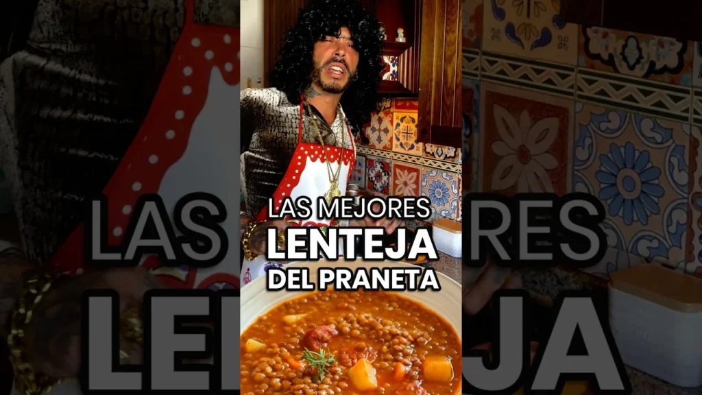 Er Richa, personaje de Pablo Nicasso, cocinando lentejas con verduras en Ocurrensia